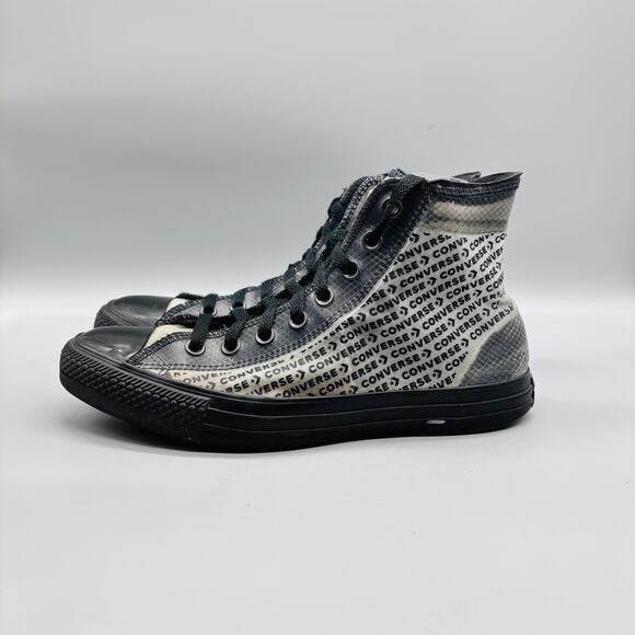 Converse Shoes Mens 8 Black Chuck Taylor All Star Logo Print High Top Sneakers - Picture 4 of 8